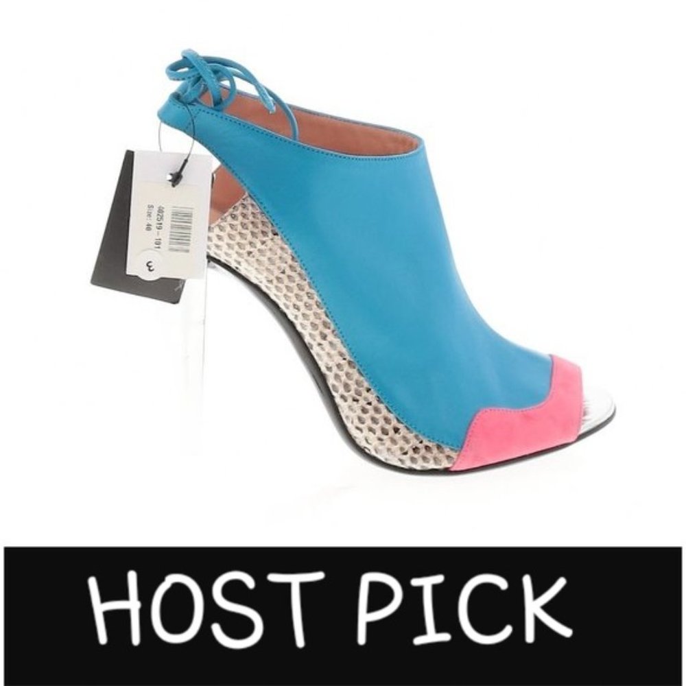 Roland Mouret Bright Blue Peep Toe Heels Size 40 EU